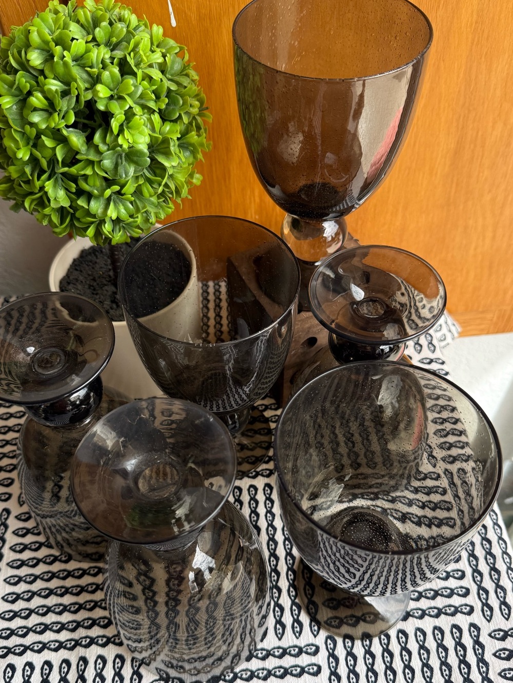 Smoky Glass Wine & Tumbler Set - Elegant Home Dining Glassware